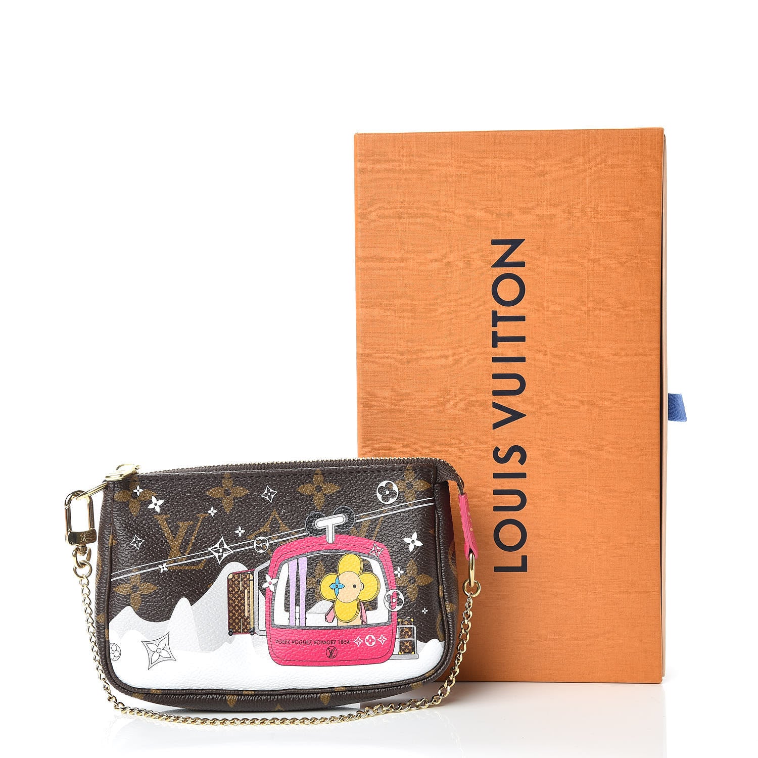 Louis Vuitton Monogram 2019 Christmas Animation Mini Courchevel Pochette Accessories Fuchsia 7 of 7