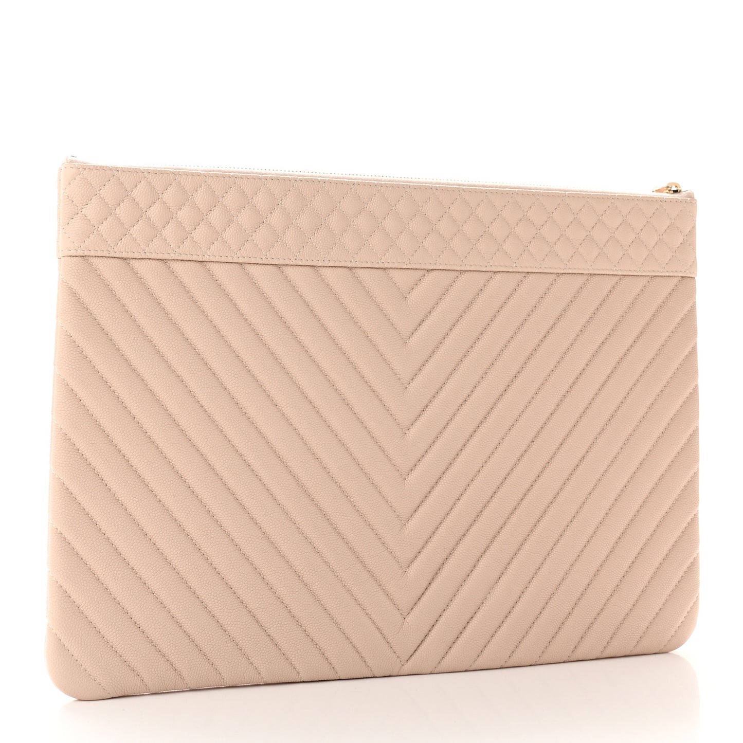 Caviar Chevron Quilted Large Cosmetic Case Light Pink