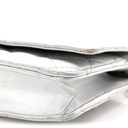 Chanel Metallic Lambskin Quilted Wallet On Chain WOC Silver Gold 11 of 14