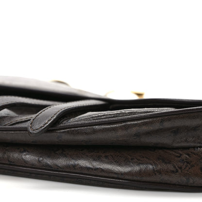 Christian Dior Ostrich Saddle Bag Brown 9 of 12