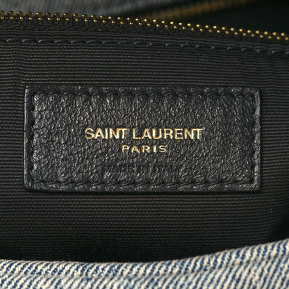 Saint Laurent Denim Quilted Medium Loulou Puffer Monogram Chain Satchel Azur 6 of 10