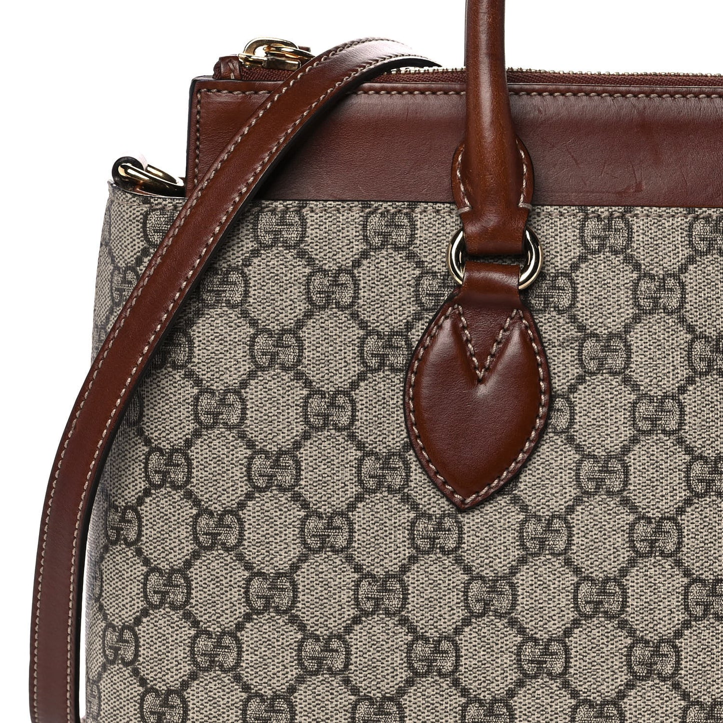 GG Supreme Monogram Small Zip Top Tote Beige Tuscany