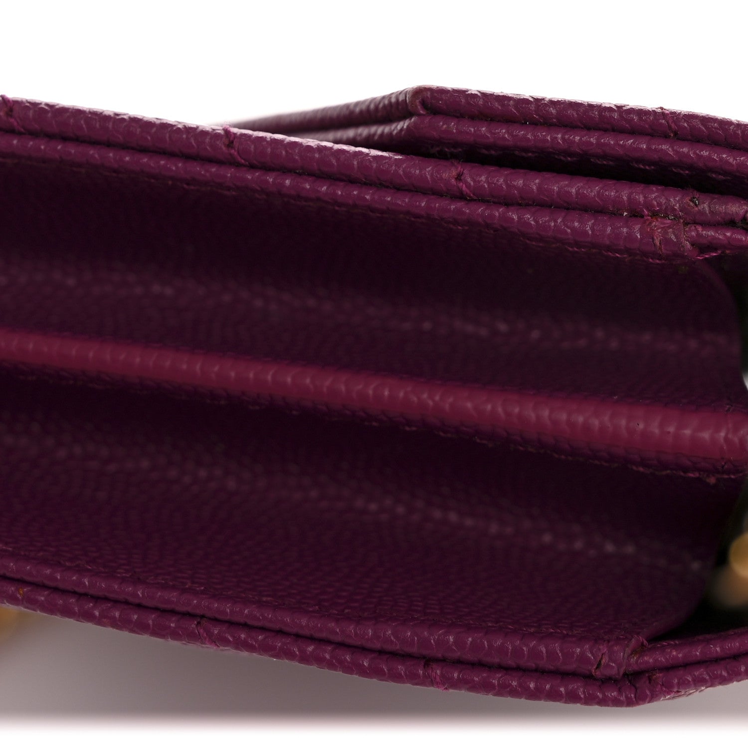 Saint Laurent Grain De Poudre Matelasse Chevron Monogram Chain Wallet Dark Grape 11 of 12