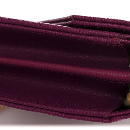 Saint Laurent Grain De Poudre Matelasse Chevron Monogram Chain Wallet Dark Grape 11 of 12