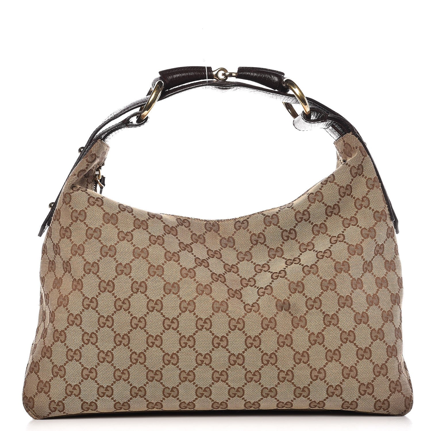 Gucci Monogram Medium Horsebit Chain Hobo Dark Brown 1 of 16