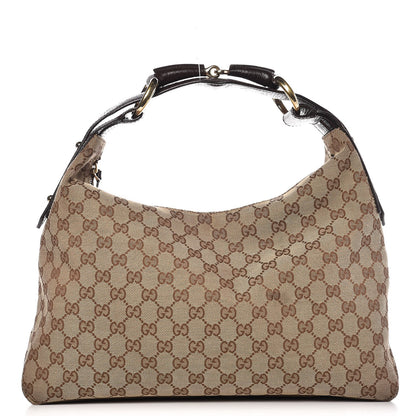 Gucci Monogram Medium Horsebit Chain Hobo Dark Brown 1 of 16