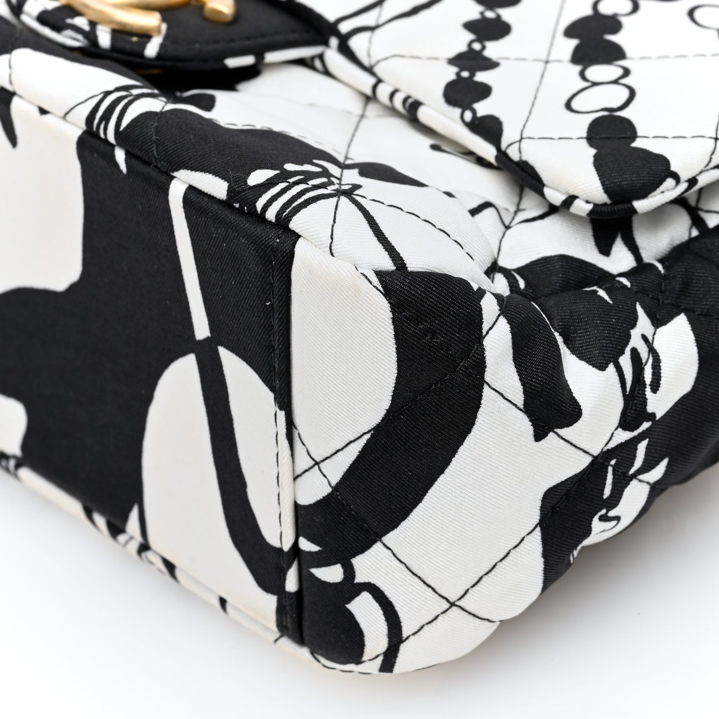 Canvas Printed Deer Coco Mini Single Flap White Black