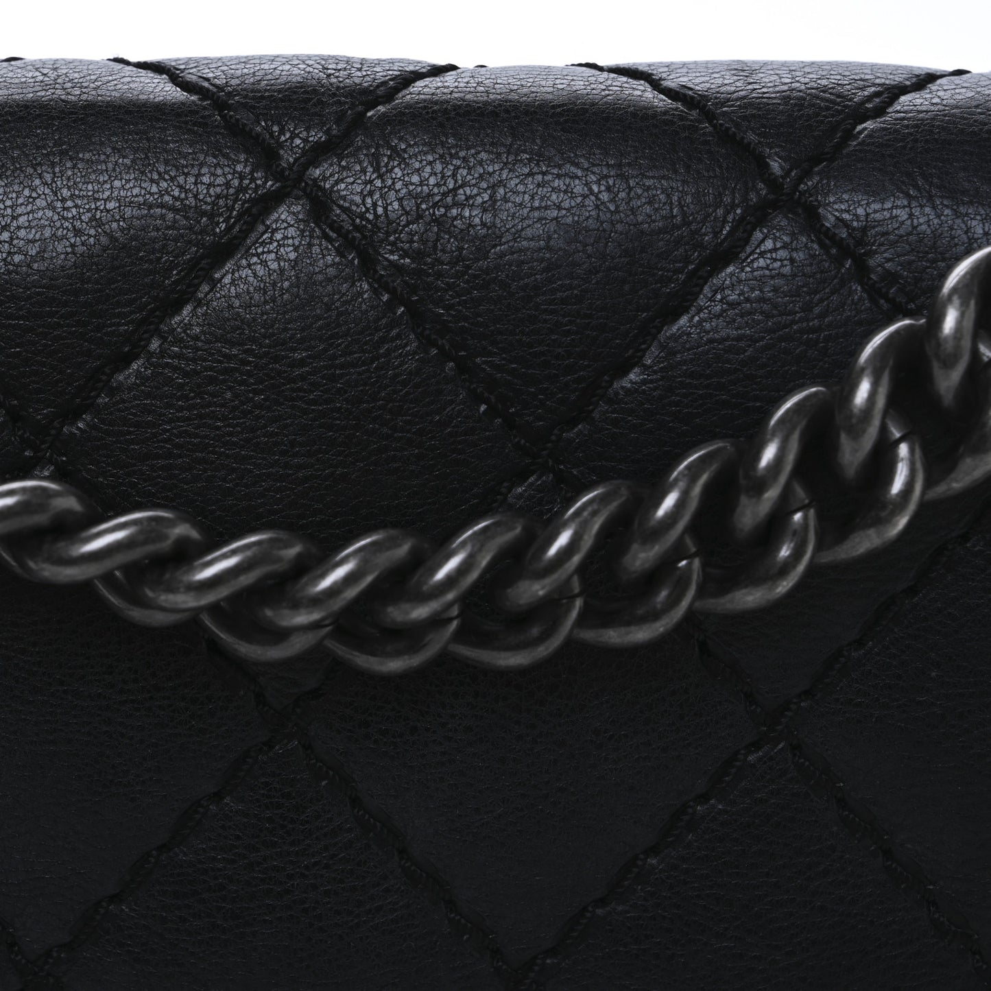 Calfskin Double Stitch Medium Boy Flap Black