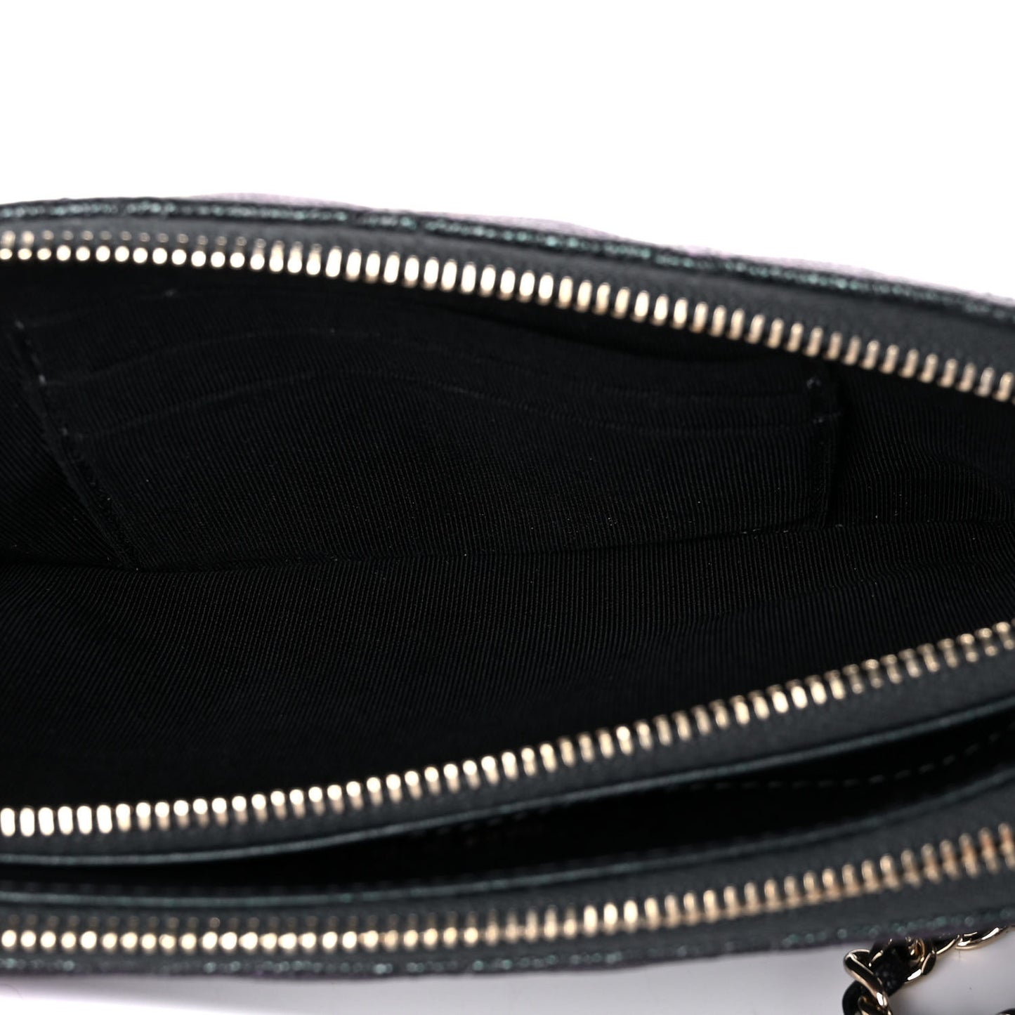 Iridescent Caviar Quilted Small Clutch With Chain Black
