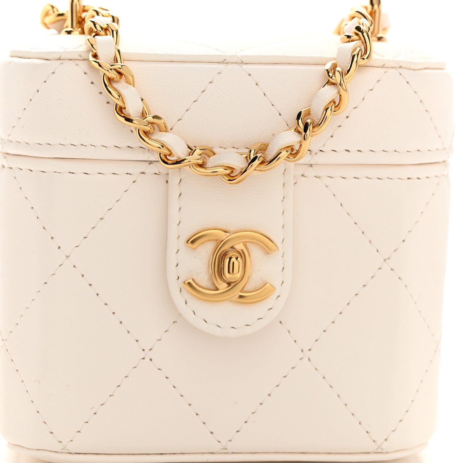 Chanel Lambskin Quilted Vanity Clutch With Chain White 8 of 11
