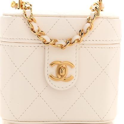Chanel Lambskin Quilted Vanity Clutch With Chain White 8 of 11