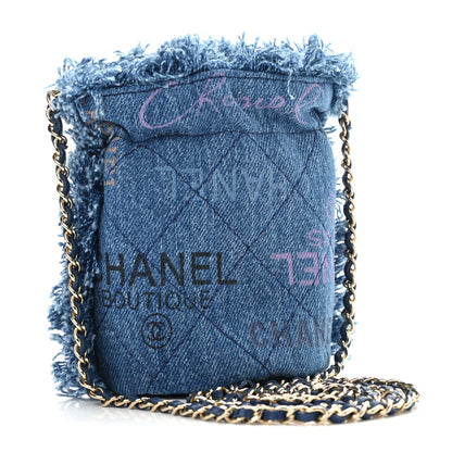 Chanel Denim Quilted Mood Mini Bucket With Chain Blue Multicolor 3 of 10