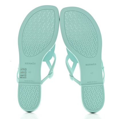 Hermes Rubber Womens Egerie Sandals 40 Vert Embrun 5 of 10