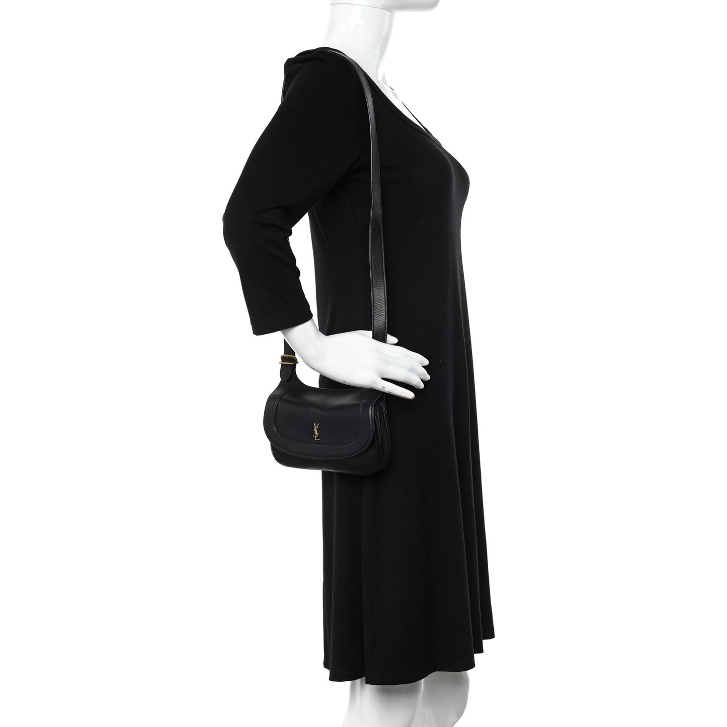 Smooth Calfskin Small Charlie Shoulder Bag Black