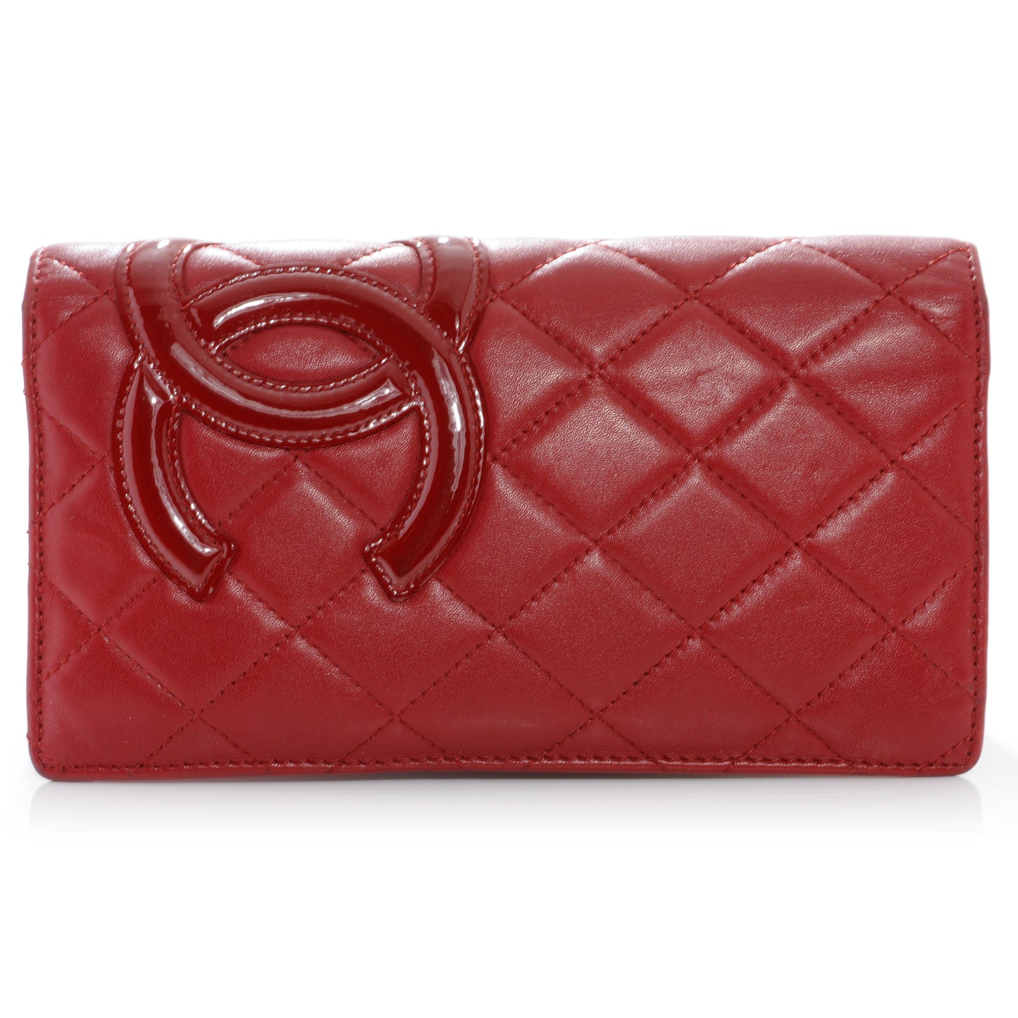Calfskin Quilted Cambon Yen Wallet Red