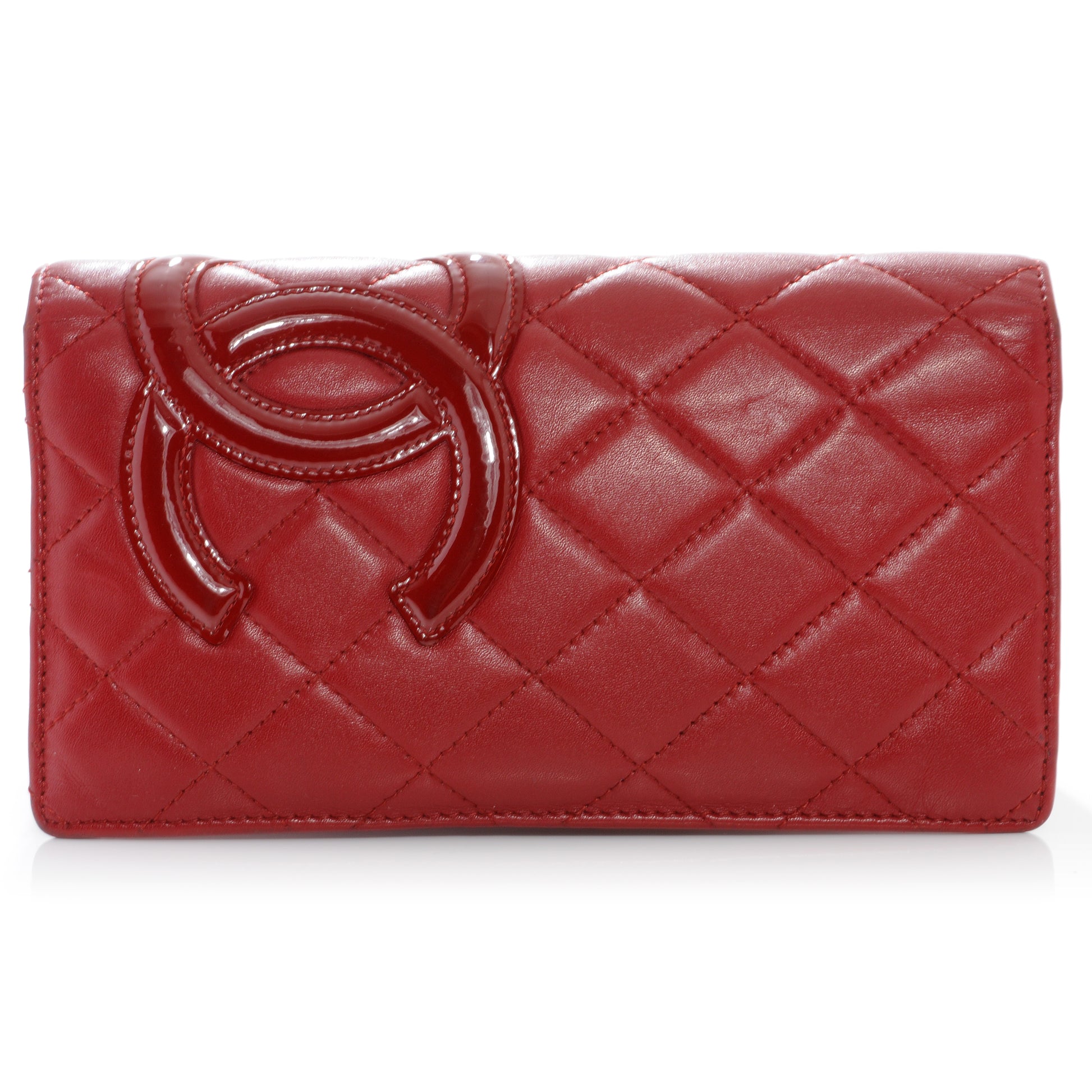 Chanel Calfskin Quilted Cambon Yen Wallet Red 1 of 8