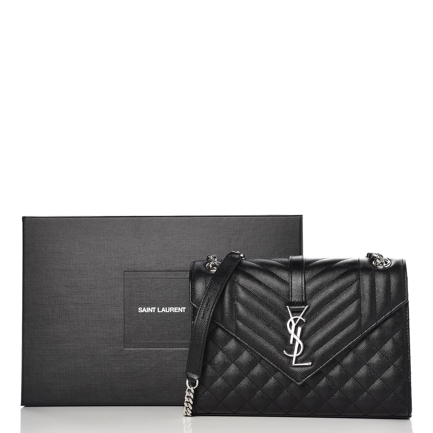Grain De Poudre Textured Mixed Matelasse Triquilt Medium Monogram Satchel Black