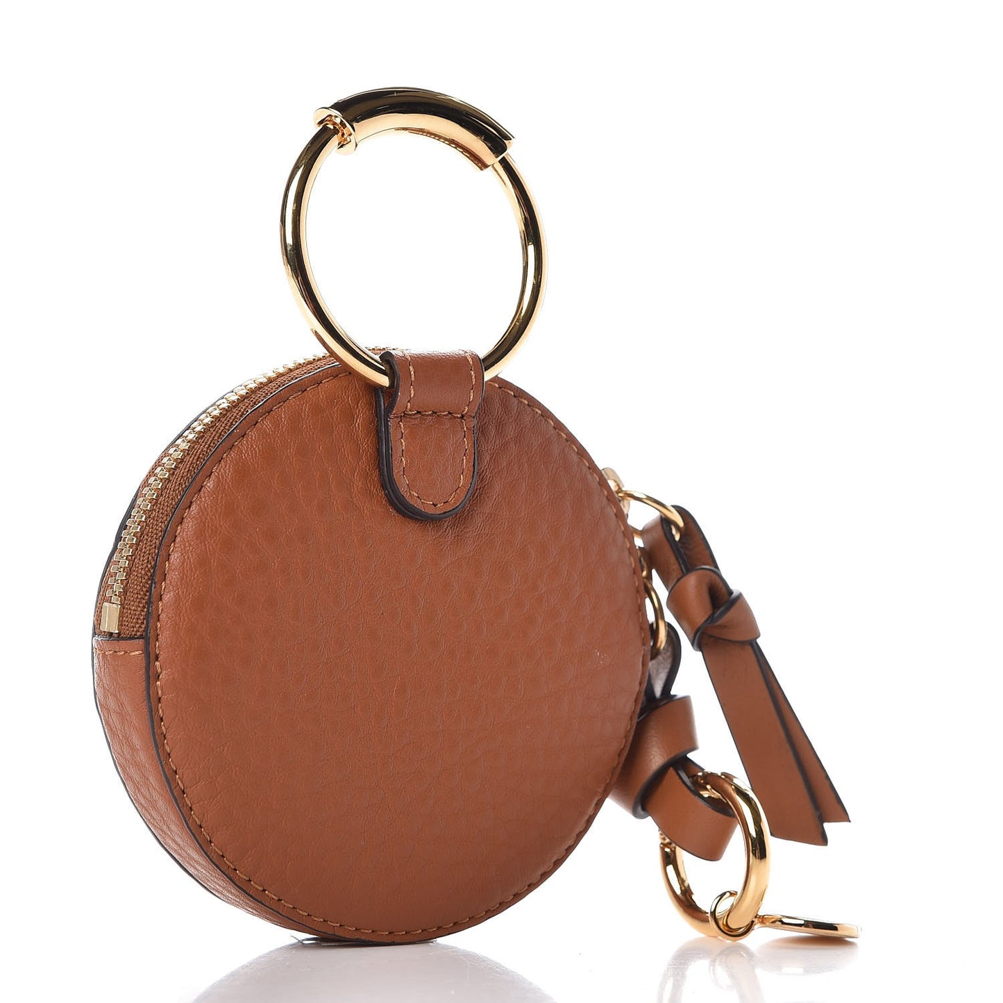 Calfskin Round Coin Purse Nut