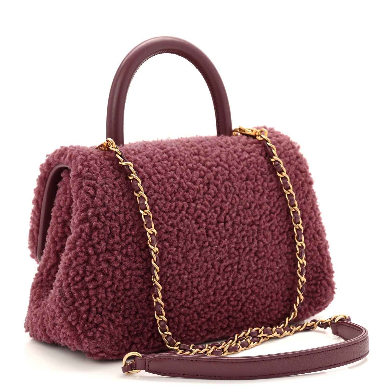 Chanel Shearling Lambskin Small Coco Handle Flap Pink 3 of 10