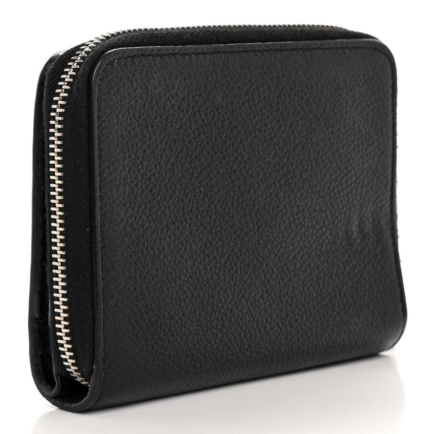 Grained Calfskin Rive Gauche Compact Zip Around Wallet Black