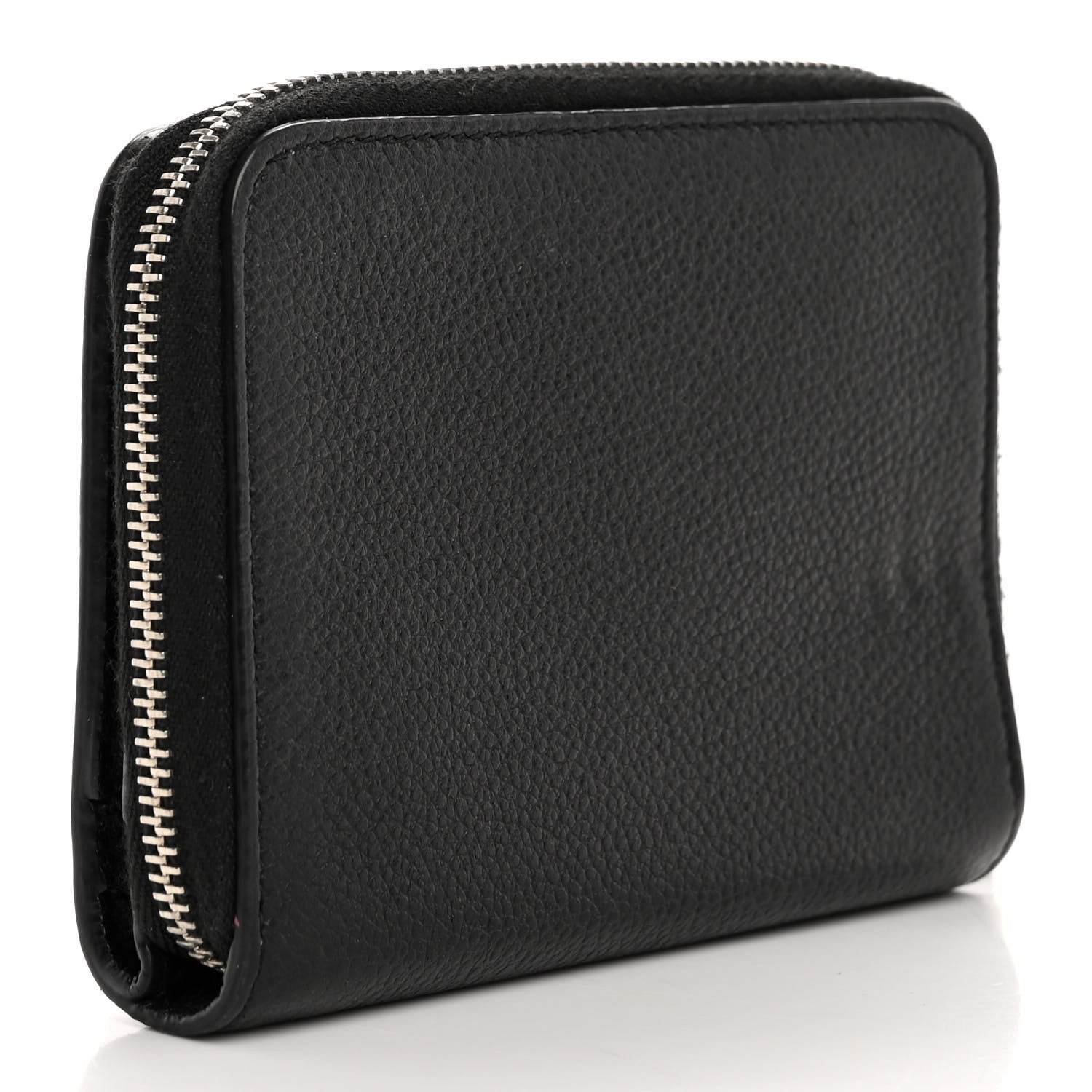 Saint Laurent Grained Calfskin Rive Gauche Compact Zip Around Wallet Black 3 of 11