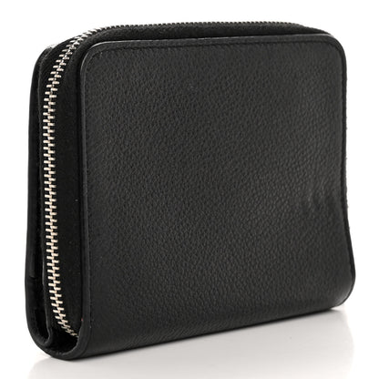 Saint Laurent Grained Calfskin Rive Gauche Compact Zip Around Wallet Black 3 of 11
