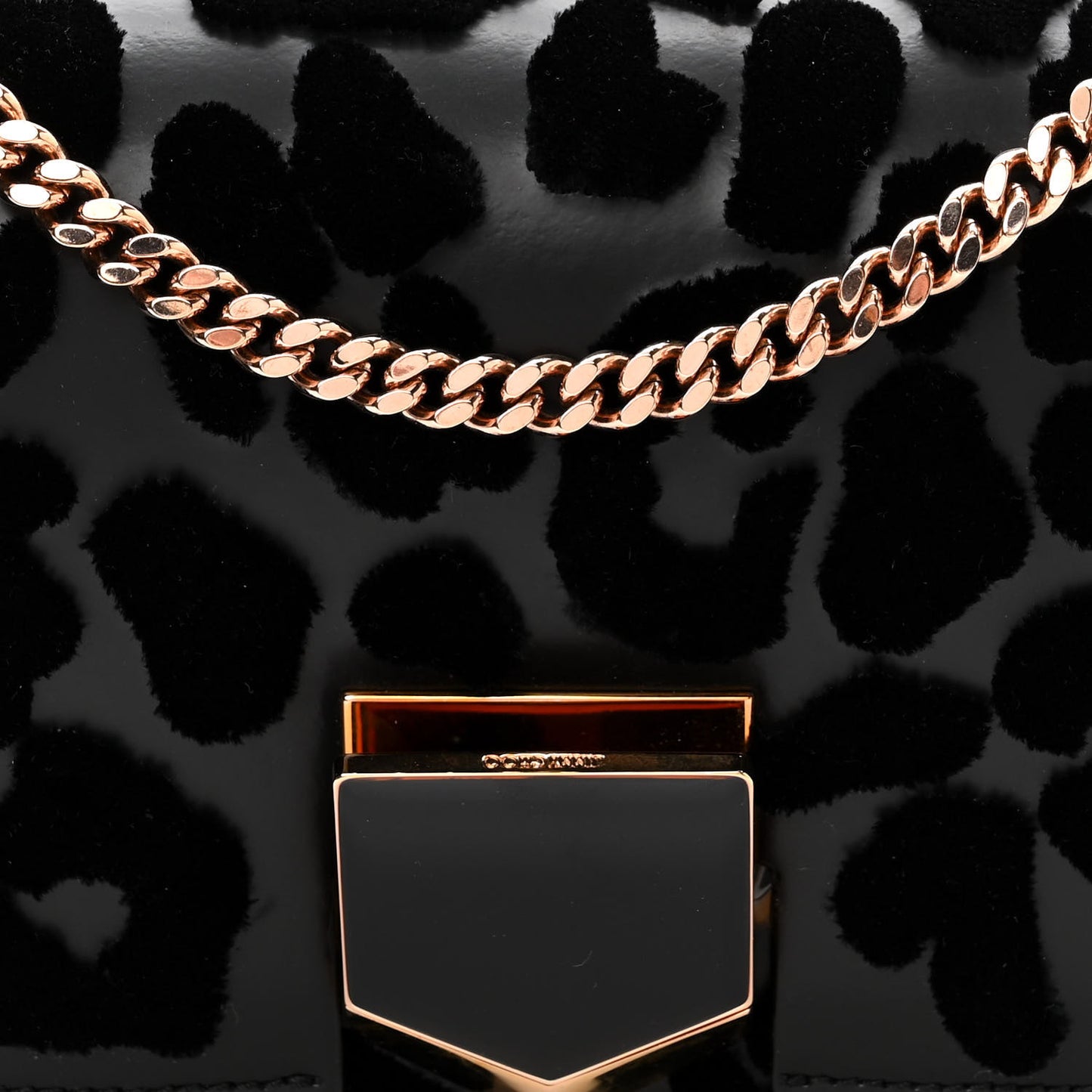 Calfskin Leopard Lockett Petite Shoulder Bag Black