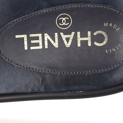 Chanel Canvas Chain Flat Sandals 38 Marine 9 of 11
