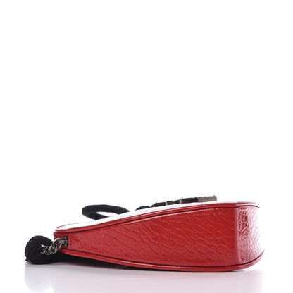 Saint Laurent Patent Crocodile Embossed Sac Coeur Heart Shaped Clutch Red 4 of 9