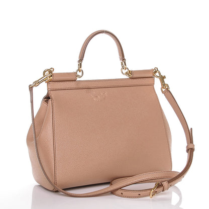 Dolce & Gabbana Dauphine Calfskin Medium Miss Sicily Satchel Tortora Sand 3 of 6