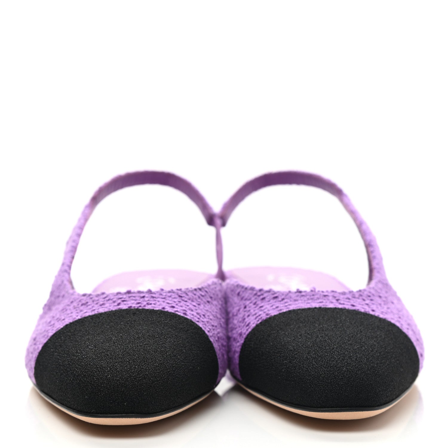 Chanel Fabric Cap Toe CC Slingback Flats 39.5 Purple 2 of 9