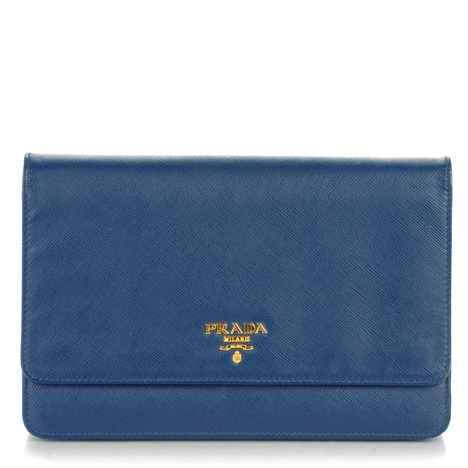 Prada Saffiano Metal Chain Wallet Bleuette 1 of 8
