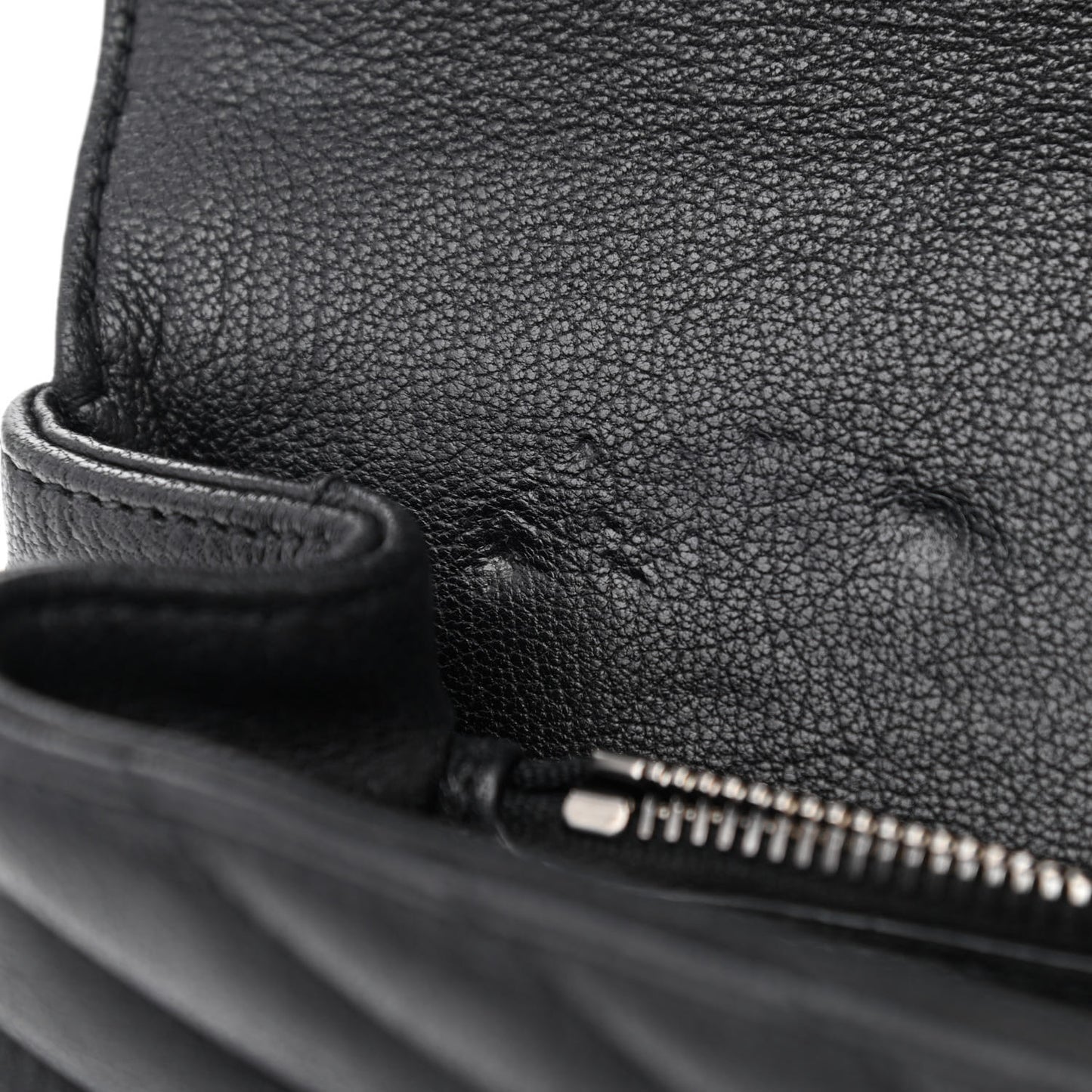 Sheepskin Matelasse Chevron Monogram Medium College Bag Black