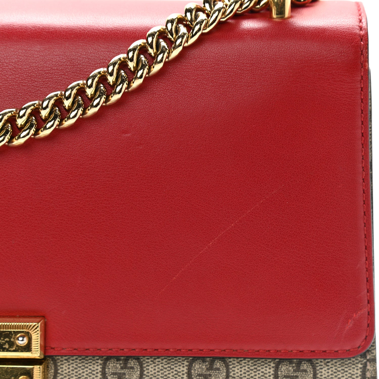 Gucci GG Supreme Monogram Calfskin Medium Padlock Shoulder Bag Beige Hibiscus Red New Rosette 12 of 12