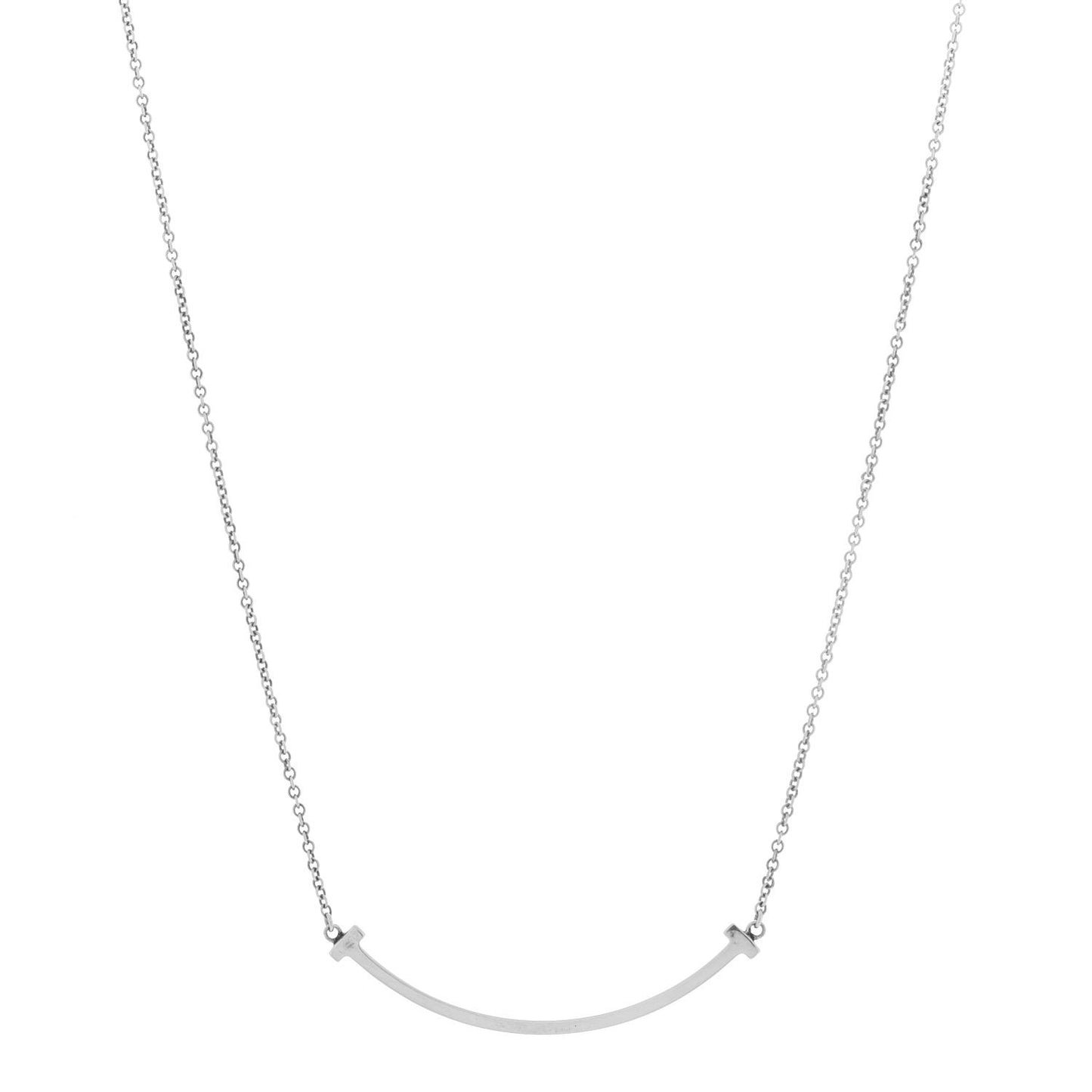 Sterling Silver Small T Smile Pendant Necklace