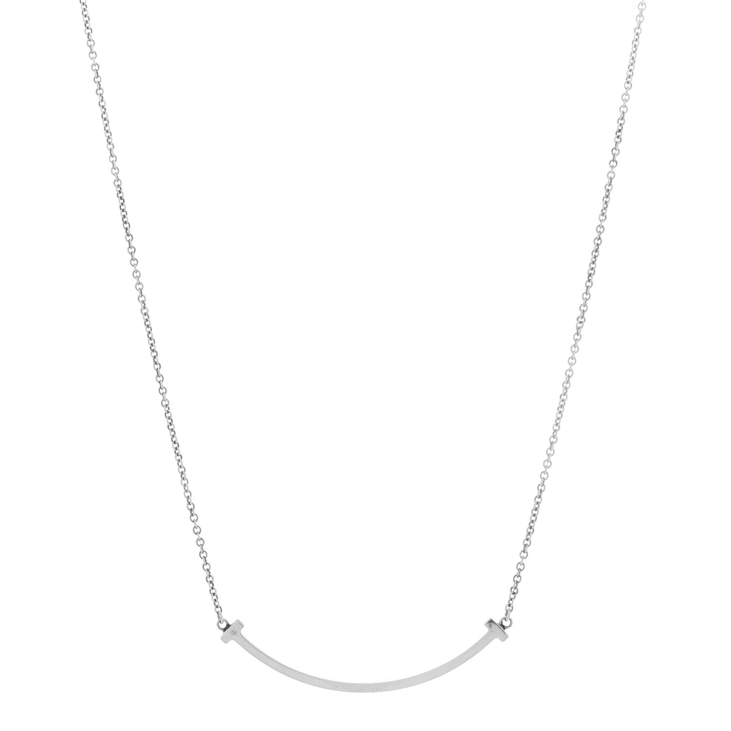 Tiffany Sterling Silver Small T Smile Pendant Necklace 1 of 6