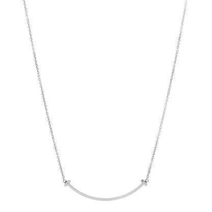Tiffany Sterling Silver Small T Smile Pendant Necklace 1 of 6