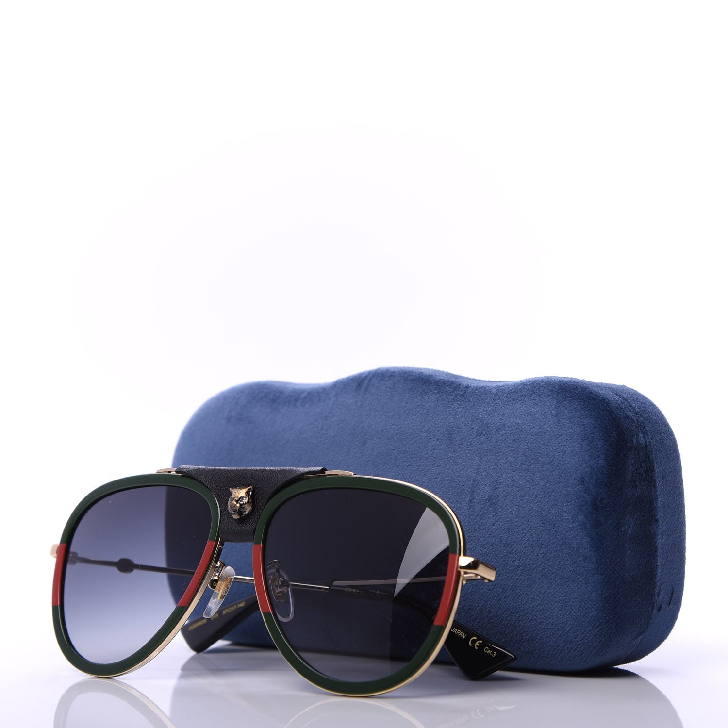 Gucci Web Aviator Sunglasses GG0062S Green Red 8 of 8
