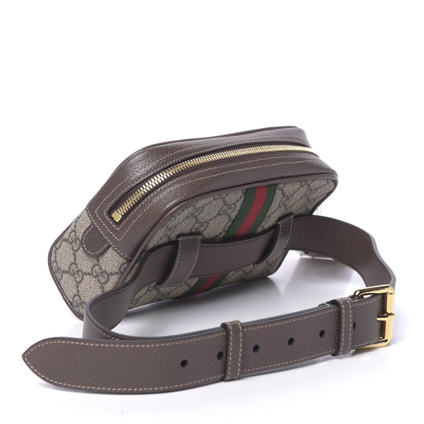 GG Supreme Monogram Web Small Ophidia Belt Bag 75 30 Dark Brown