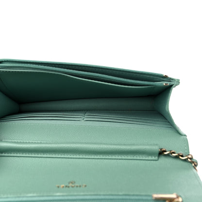 Chanel Caviar Quilted Wallet on Chain WOC Light Green 5 of 10
