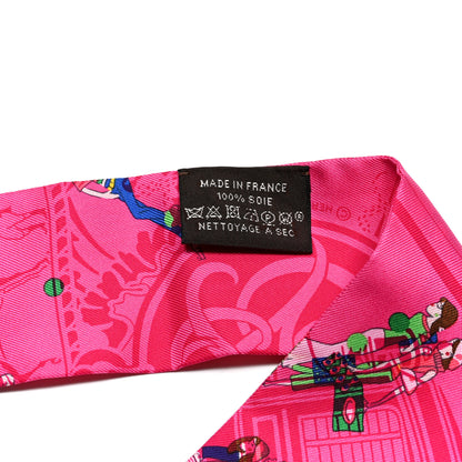 Hermes Silk Ex-Libris Les Parisie Twilly Rose Indien Vert Bleu 4 of 4