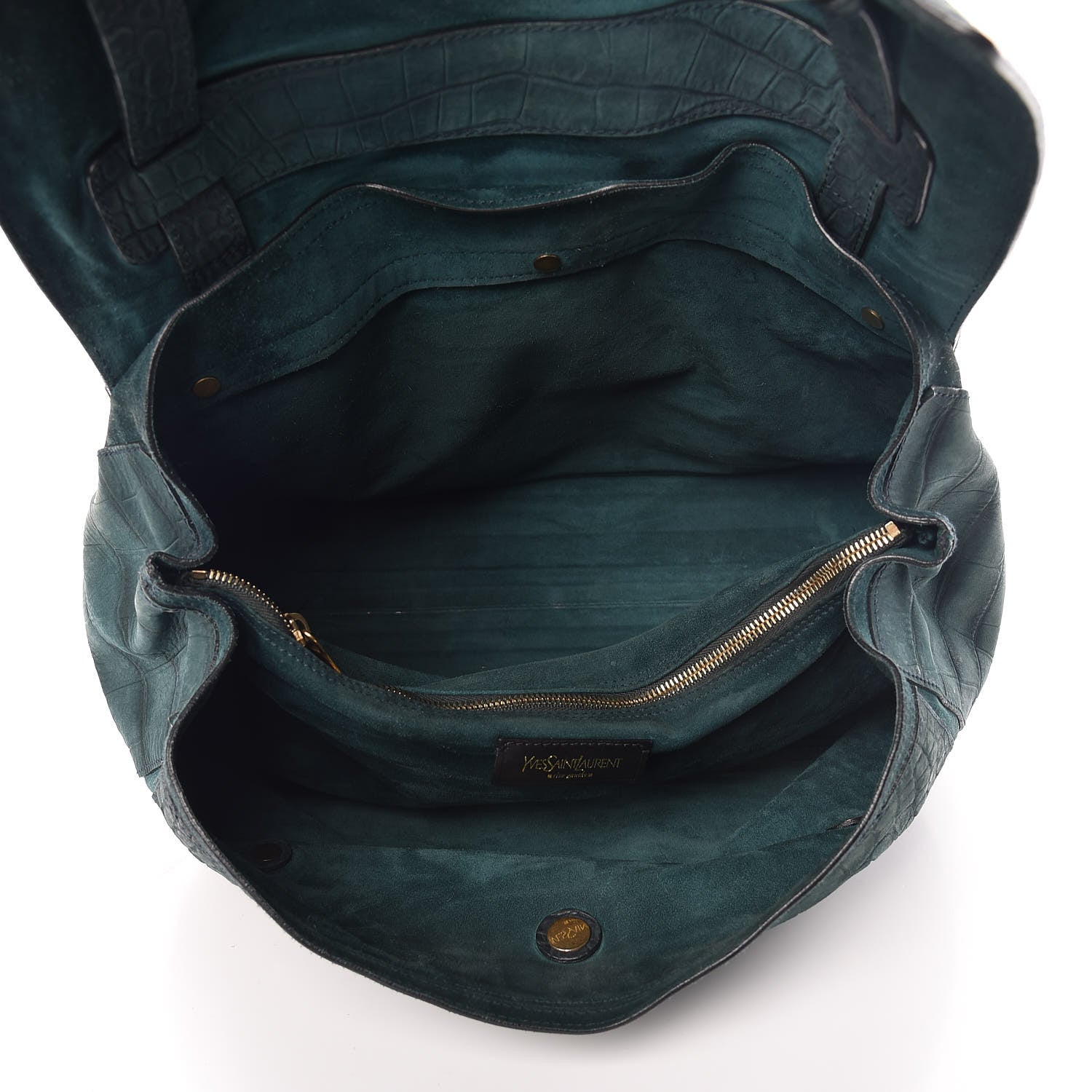 Saint Laurent Nubuck Croc Embossed Large Muse Two Green 5 of 10