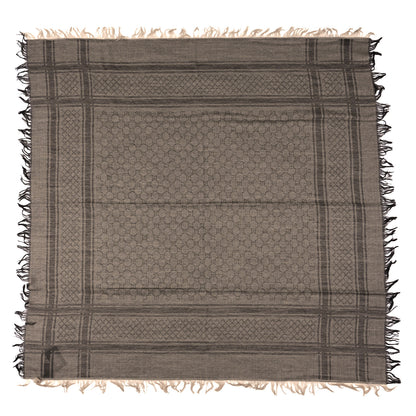 Gucci Wool Silk GG Monogram Diamante Plaid Surviee Shawl Beige Dark Brown 1 of 3