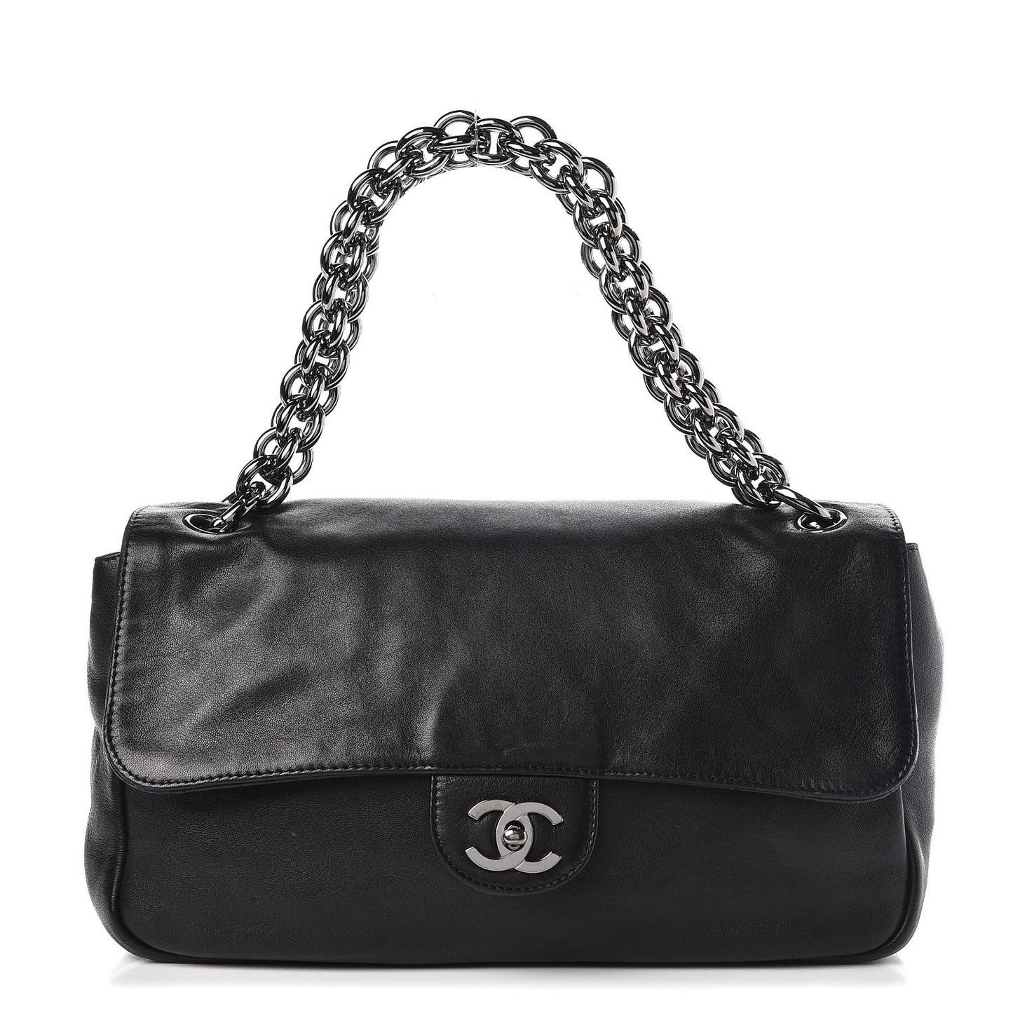 Lambskin Medium Soft and Chain Flap Black