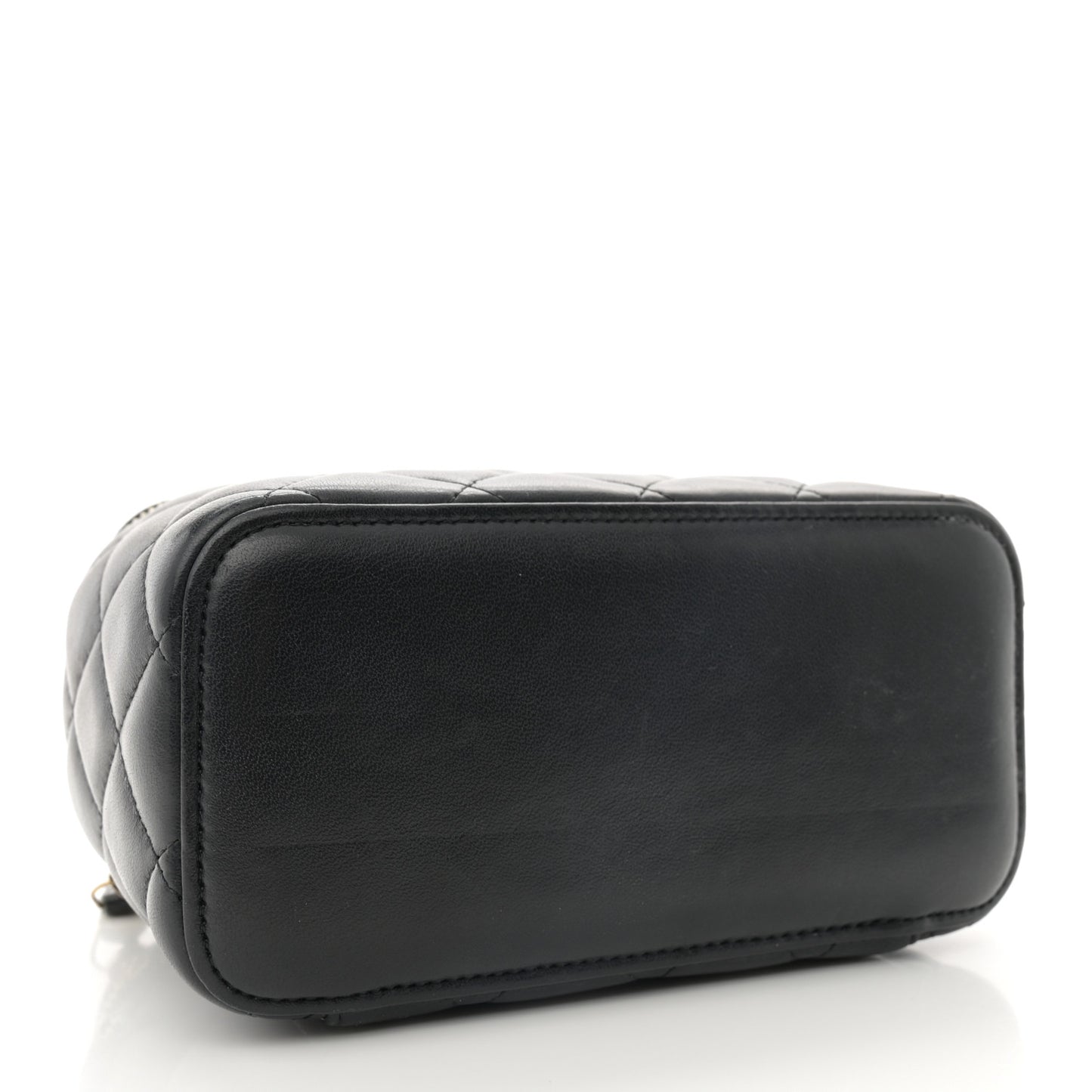 Lambskin Quilted Small Vanity Case With Chain Black