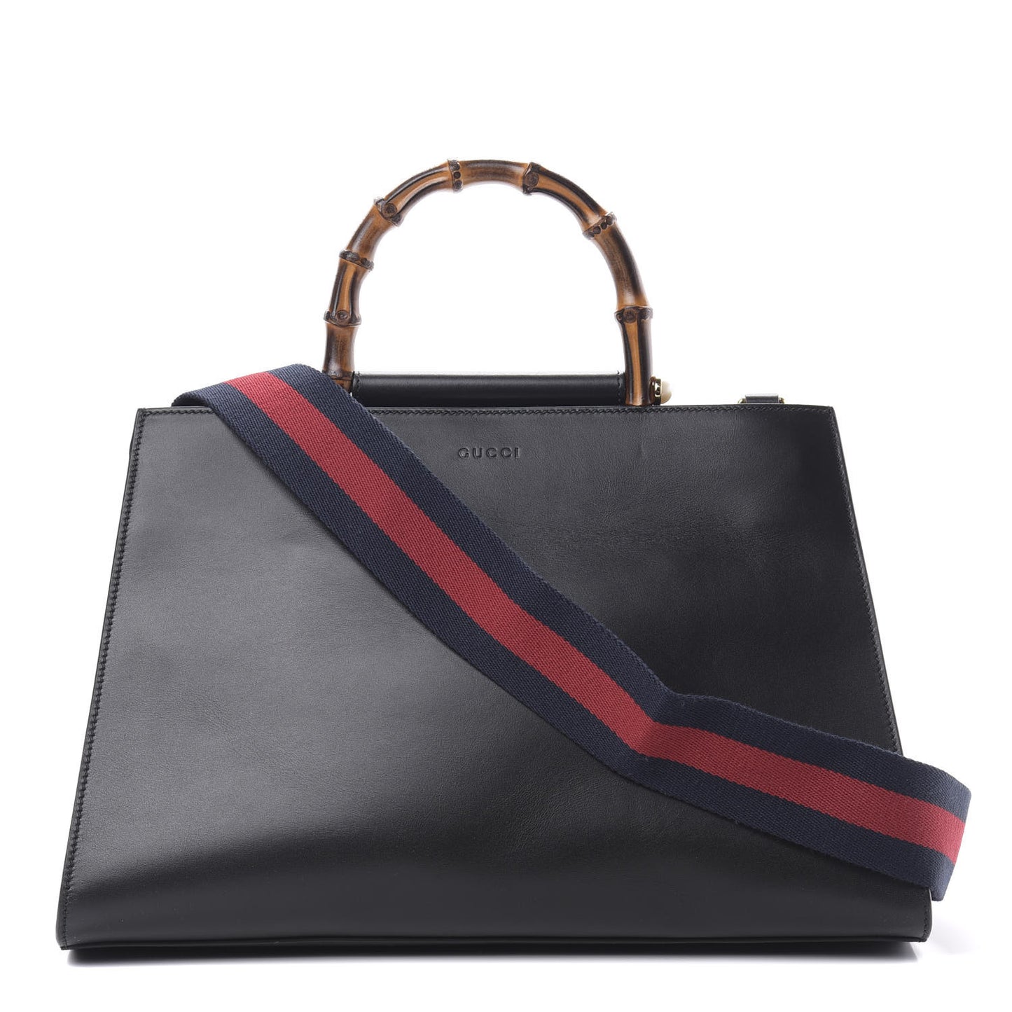 Nappa Bamboo Web Medium Nymphaea Top Handle Bag Black