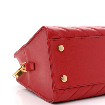 Saint Laurent Calfskin Matelasse Chevron Small Monogram Cabas Lipstick Red 9 of 14