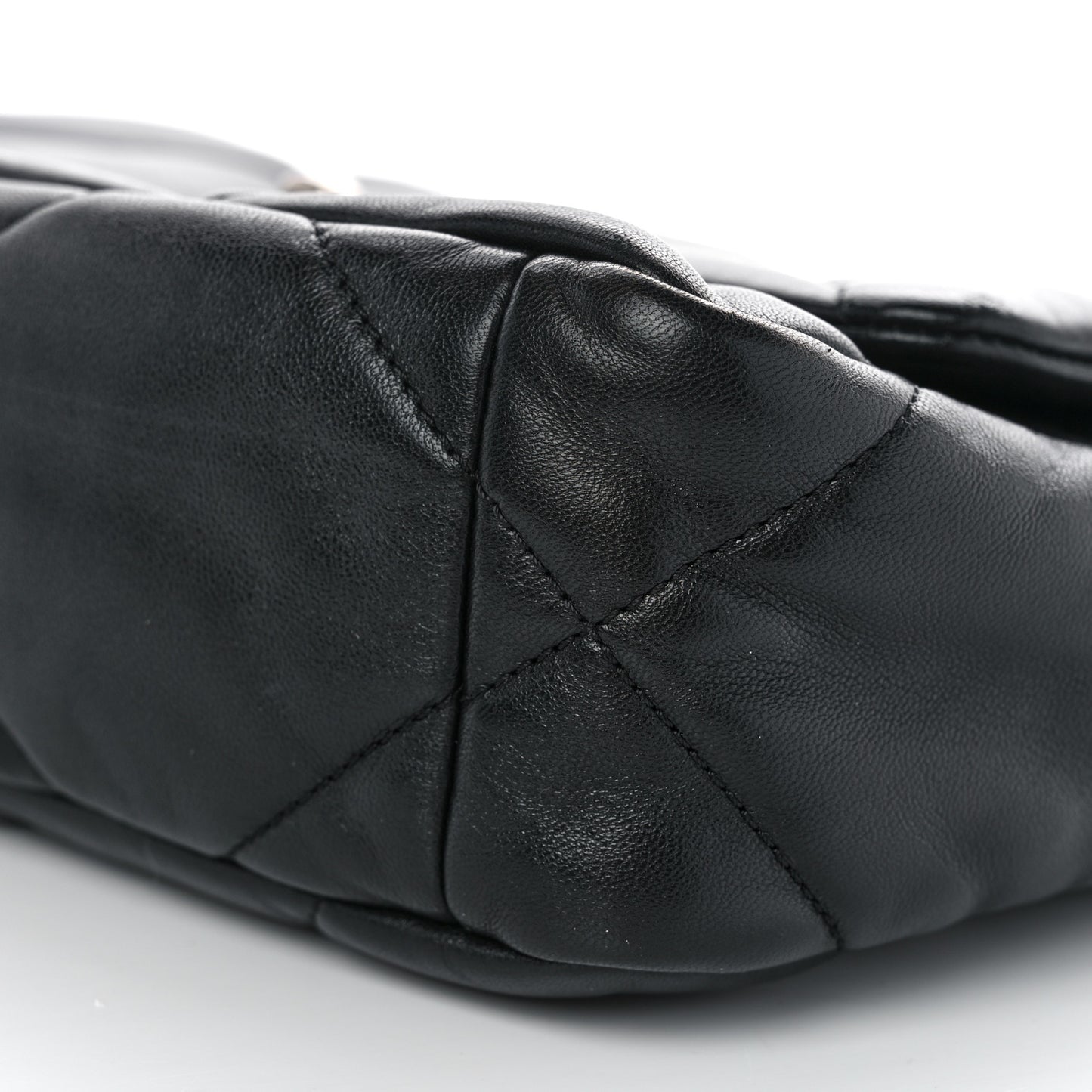 Shiny Goatskin Quilted Medium Chanel 19 Flap Black