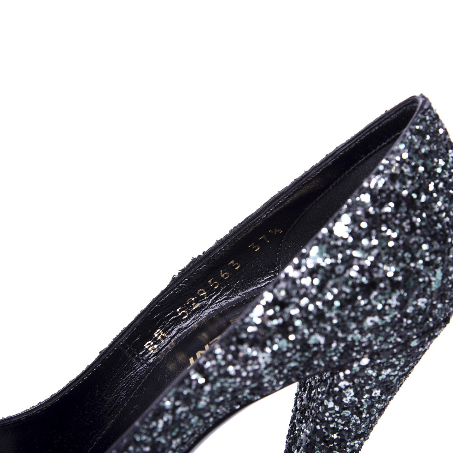 Saint Laurent Calfskin Glitter Era Pump 37.5 Black 9 of 10