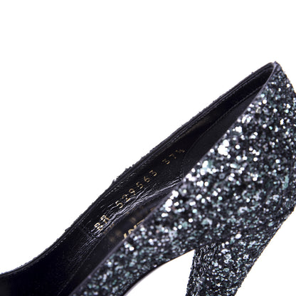 Saint Laurent Calfskin Glitter Era Pump 37.5 Black 9 of 10